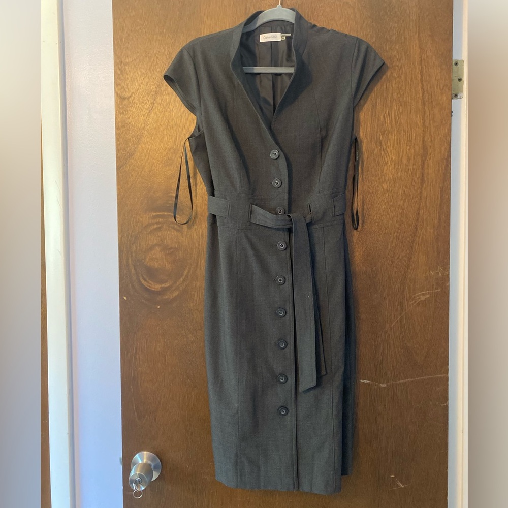 Calvin Klein Gray Business Button Down Dress size 12